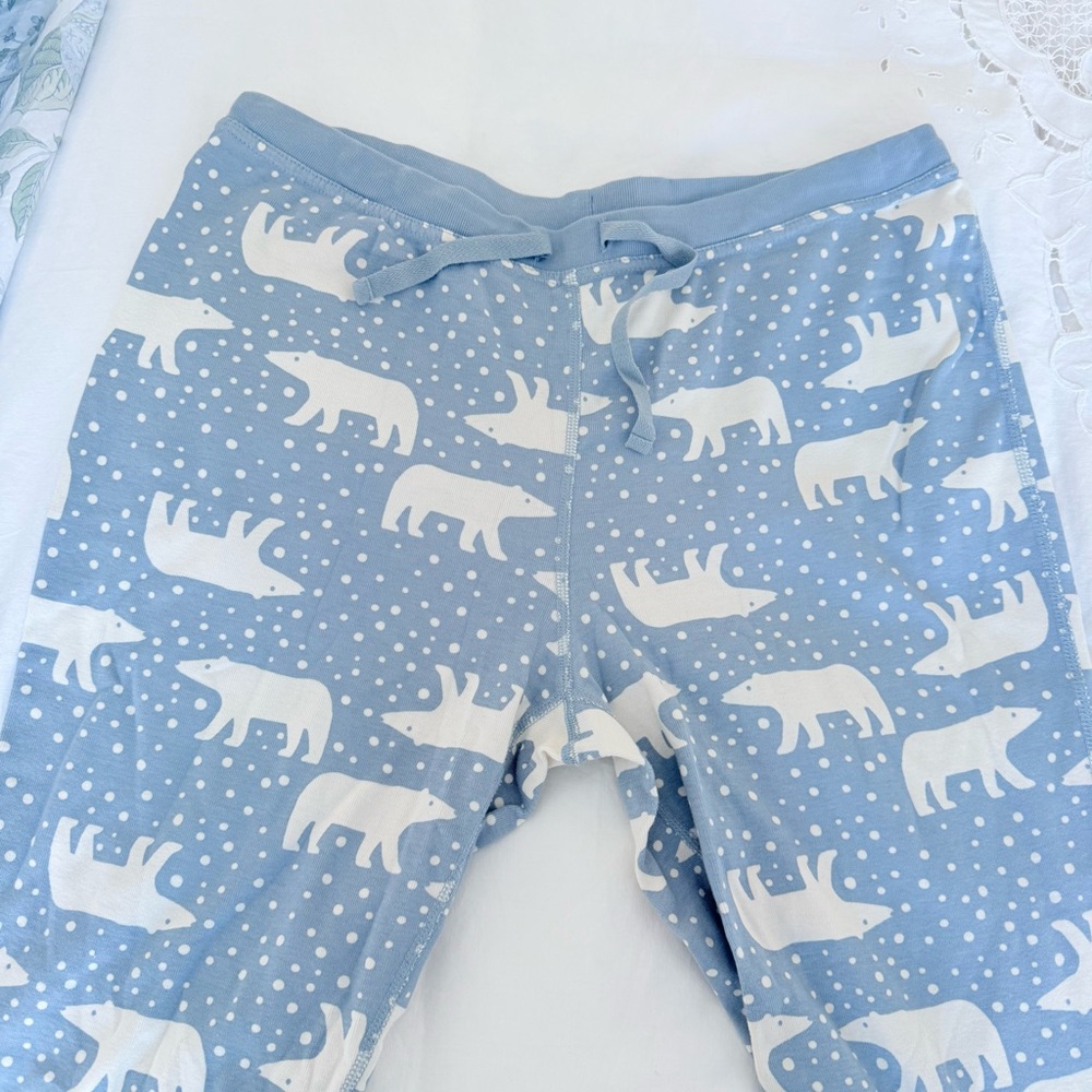 Hanna Andersson Pajama Pants Organic Cotton Blue White Polar Bear Print Size L